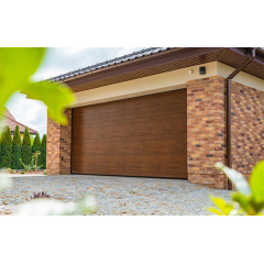 Секционные гаражные ворота Gant Plus - панель Широкая линия, размер 2900x2500 мм., цвет Темный дуб (орех). Ручное управление. Киев