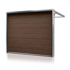 Секційні гаражні ворота Gant Plus - панель Широка лінія, розмір 2500x2400 мм., колір Темний дуб (горіх). Ручне управління. Київ