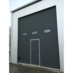Секционные гаражные ворота Gant Plus Pro - панель Широкая линия, размер 2400x2500 мм., цвет Антрацит RAL 7016. Ручное управление. Киев