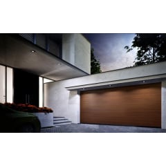 Секционные гаражные ворота Gant Plus - панель Широкая линия, размер 2400x2200 мм., цвет Темный дуб (орех). Ручное управление. Киев