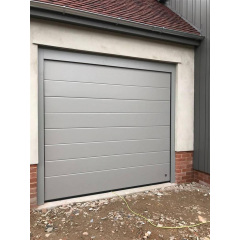 Секційні гаражні ворота Gant PR - панель Широка лінія, розмір 2500x2400 мм., колір Срібло RAL 9006. Ручне управління. Київ