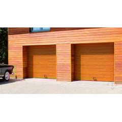 Промислові гаражні ворота Gant Plus Pro - панель Широка лінія, розмір 4200x3000 мм., колір Золотий дуб. Ручне управління. Київ