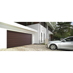 Секційні гаражні ворота Gant Plus - панель Широка лінія, розмір 4100x3000 мм., колір Венге. Ручне управління. Чернівці