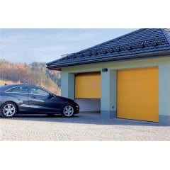 Секційні гаражні ворота Gant Plus - панель Широка лінія, розмір 4500x3000 мм., колір Жовтий - Aztec Yellow. Ручне управління. Київ