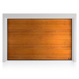 Секційні гаражні ворота Gant Plus Pro - панель Широка лінія, розмір 2400x2400 мм., колір Золотий дуб. Ручне управління.