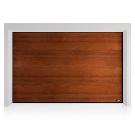 Промислові гаражні ворота Gant Plus Pro - панель Широка лінія, розмір 3600x2800 мм., колір Темний дуб. Ручне управління.