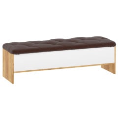 Банкетка Nirex (130×39×40 см, кожзам, тахо и белый, коричневый) Умань
