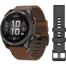 Смарт-часы Garmin Fenix 8 Pro AMOLED Sapphire 51mm Carbon Gray DLC Titanium with Chestnut Leather Band (010-03199-40)