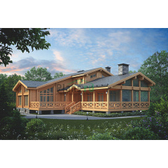 Проект деревянного отеля с мансардой 375,5 м2 Калуш