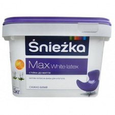 Матова латексна фарба Sniezka Max White latex 1,4 кг сніжно-біла