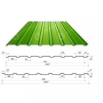 Профнастил Сталекс С-15 1170/1115 мм 0,65 мм PE Польща (Acelor Mittal) (RAL6002/зелений лист)