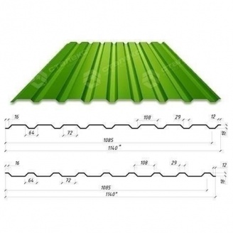 Профнастил Сталекс С-18 1140/1085 мм 0,50 мм PE Германия (Acelor Mittal) (RAL6002/зеленый лист)