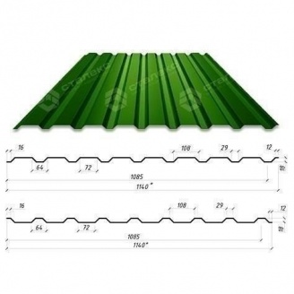 Профнастил Сталекс С-18 1140/1085 мм 0,65 мм PE Германия (Acelor Mittal) (RAL6005/зеленый мох)
