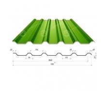 Профнастил Сталекс Н-33 1115/1060 мм 0,50 мм PE Польща (Acelor Mittal) (RAL6002/зелений лист)