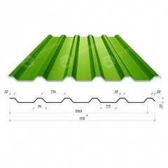 Профнастил Сталекс Н-33 1115/1060 мм 0,45 мм PEMA Корея (Dongbu) (RAL6002/зеленый лист) Кропивницкий