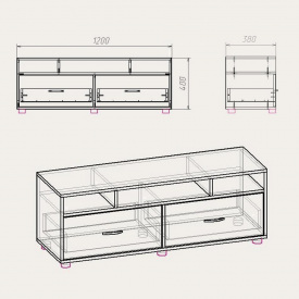 Тумба під ТВ Компаніт Плазма 1200x430x380 титан