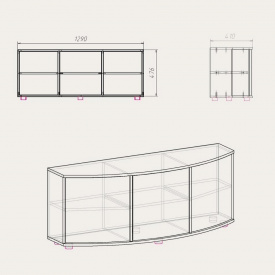 Тумба під ТВ Компаніт Плазма-2 1290x476x410 титан
