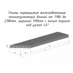 Плита перекрытия с косым торцом ПК 48-12-8 К1 582 Тернополь