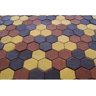 Тротуарная плитка Золотой Мандарин Сота на белом цементе 140х125х60 мм