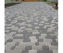 Тротуарна плитка Золотий Мандарин Старе місто 120х40 мм чорний на білому цементі