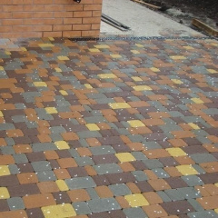 Тротуарная плитка Золотой Мандарин Старый город 120х60 мм коричневый на белом цементе Обухов