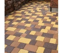 Тротуарная плитка Золотой Мандарин Старая площадь 160х40 мм желтый на сером цементе