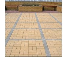 Тротуарная плитка Золотой Мандарин Кирпич стандартный 200х100х80 мм желтый на сером цементе