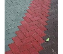 Тротуарная плитка Золотой Мандарин Кирпич без фаски 200х100х60 мм красный на белом цементе