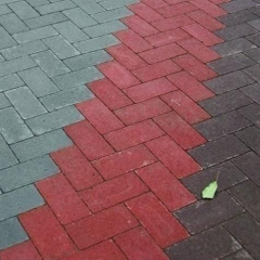 Тротуарна плитка Золотий Мандарин Цегла без фаски 200х100х60 мм на сірому цементі червоний Васильків