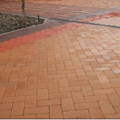 Тротуарна плитка Золотий Мандарин Цегла без фаски 200х100х60 мм персиковий на білому цементі Київ