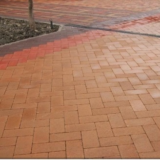 Тротуарна плитка Золотий Мандарин Цегла без фаски 200х100х60 мм персиковий на білому цементі