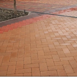 Тротуарная плитка Золотой Мандарин Кирпич без фаски 200х100х60 мм персиковый на белом цементе