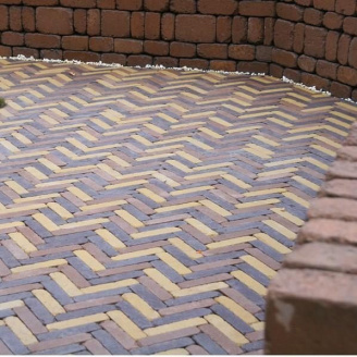 Тротуарная плитка Золотой Мандарин Барселона Антик 192х45х60 мм персиковый на сером цементе