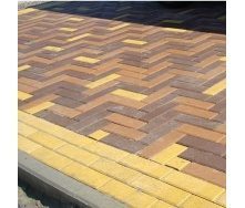Тротуарная плитка Золотой Мандарин Кирпич узкий 210х70х60 мм желтый на сером цементе