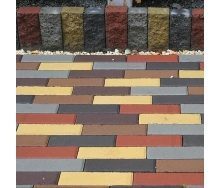 Тротуарная плитка Золотой Мандарин Кирпич узкий 210х70х60 мм черный на белом цементе