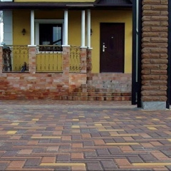 Тротуарна плитка Золотий Мандарин Цегла вузька 210х70х60 мм жовтий на сірому цементі Коростень