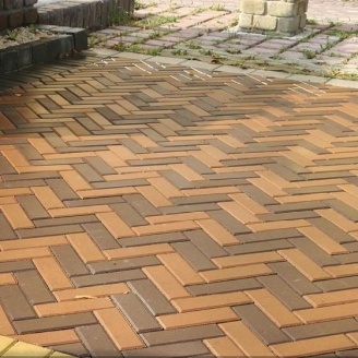 Тротуарная плитка Золотой Мандарин Кирпич узкий 210х70х60 мм персиковый на белом цементе