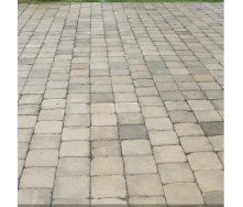 Тротуарная плитка Золотой Мандарин Квадрат Антик 160х160х90 мм горчичный на сером цементе