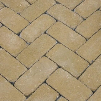Тротуарная плитка Золотой Мандарин Кирпич Антик 200х100х60 мм горчичный на белом цементе