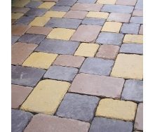 Тротуарна плитка Золотий Мандарин Плац 160х60 мм коричневий на білому цементі