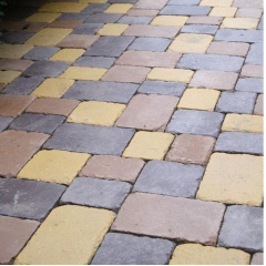 Тротуарна плитка Золотий Мандарин Плац Антик 160х60 мм на сірому цементі персиковий Чернігів