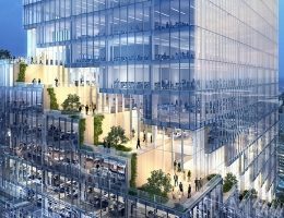 Проект офисного здания в Нью-Йорке с каскадными террасами проходящих вокруг здания спиралью ФОТО