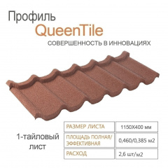 Композитна черепиця QueenTile 1-тайлова 1150x400 мм terra-cotta Херсон