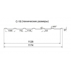 Профнастил Rauni C-18 1174/1128 мм 0,4 мм Polyester Китай RAL 9006 Харків