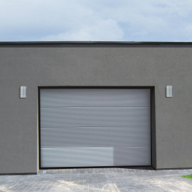Ворота гаражные секционные Ryterna R40 stucco макрополоса RAL 9007