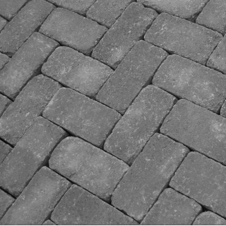 Тротуарна плитка Золотий Мандарин Цегла Антик 200х100х60 мм на сірому цементі чорний