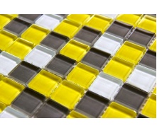 Стеклянная мозаика Керамик Полесье Crystal Yellow Grey 300х300х6 мм