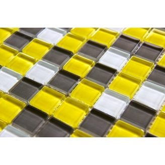 Стеклянная мозаика Керамик Полесье Crystal Yellow Grey 300х300х6 мм