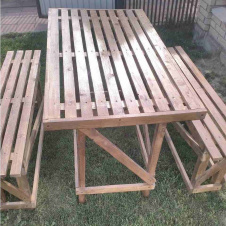 Стол садовый с лавками сосна 1,5х1 м 1,5х0,3 м