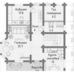 Будинок з профільованого бруса 12х8 м Кобижча